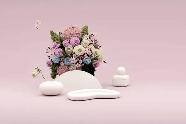 Podyum Ortanca Çiçeği Klasik Çerçeveli Pastel Pembe Arka Plan Şakayık Telifsiz Stok Fotoğraflar