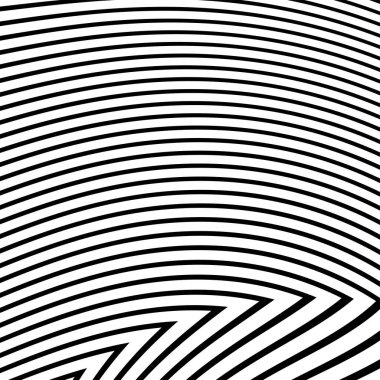 Siyah çizgili bir desenin vektör çizimi. Hipnoz spirali. Siyah ve beyaz dikişsiz dalga çizgisi deseni. Eğri Çizgili Soyut Çizgili Vector Çizgileri Soyut Siyah ve Beyaz. Dalgalı çizgilerin soyut deseni ya da dalgalı üç boyutlu kabartmalı rahatlama deseni.