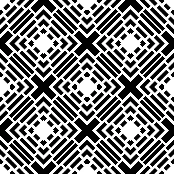 現代の幾何学的背景 シームレスな正方形の抽象パターン 黒と白の要素でダイヤモンドの形状の背景を繰り返します シームレスな黒と白のパターン — ストック写真