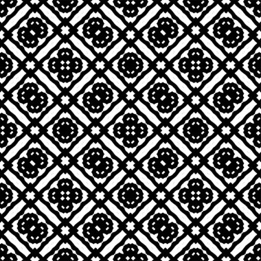 Soyut geometrik desensiz kare, eşkenar dörtgen simetri siyah ve beyaz arkaplan. Moda monokrom çizgisi çizimi. Soyut Geometrik Arkaplan Tasarımı. Kusursuz Siyah ve Beyaz desenli. Siyah köşegenli soyut ve soyut desensiz desen.