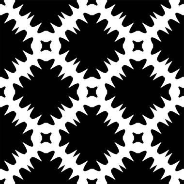 Soyut geometrik desensiz kare, eşkenar dörtgen simetri siyah ve beyaz arkaplan. Moda monokrom çizgisi çizimi. Soyut Geometrik Arkaplan Tasarımı. Kusursuz Siyah ve Beyaz desenli. Siyah köşegenli soyut ve soyut desensiz desen.