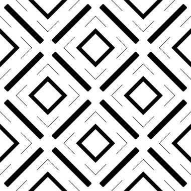 Kusursuz Siyah ve Beyaz Düzensiz Yuvarlak Çizgiler Soyut Arkaplan Deseni. Çizgili elementlerden tekrarlanan geometrik fayanslar. Modern stil soyut dokular. Tekrarlayan geometrik çizgili elementler. Kusursuz Siyah ve Beyaz.