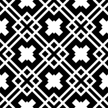 Kusursuz Siyah ve Beyaz Düzensiz Yuvarlak Çizgiler Soyut Arkaplan Deseni. Çizgili elementlerden tekrarlanan geometrik fayanslar. Modern stil soyut dokular. Tekrarlayan geometrik çizgili elementler. Kusursuz Siyah ve Beyaz.