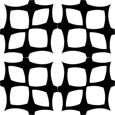 Kusursuz Siyah ve Beyaz Düzensiz Yuvarlak Çizgiler Soyut Arkaplan Örnekleri. Kusursuz desen. Modern stil soyut doku. Çizgili elementlerden geometrik fayanslar tekrarlanıyor.
