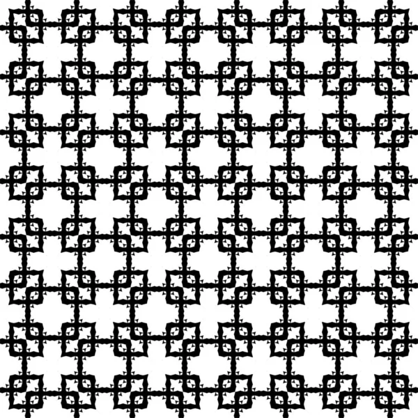 几何无缝正方形 菱形对称黑白背景 趋势单色线格 抽象几何背景设计 无缝隙黑白图案 有黑色对角线的无缝隙图案 — 图库照片