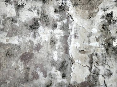 Beyaz grunge lekeleri ve sınır grisi arkaplanı olan yumuşak harmanlanmış fırça darbelerindeki soyut pürüzlü pürüzlü pürüzlü doku. Çizik ve çatırtı içeren arka plan veya doku. Kraterleştirilmiş duvar dokusu arka plan, grunge desen arka plan..