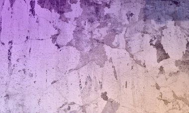 Soyut Mor ve pürüzlü duvar dokusu arkaplanı. Duvar dokusunun farklı tonlarına sahip. Vintage grunge desen iç dekorasyonu, eski dekoratif desen kaba tasarım arkaplanı. Boya Duvarının Soyulması.