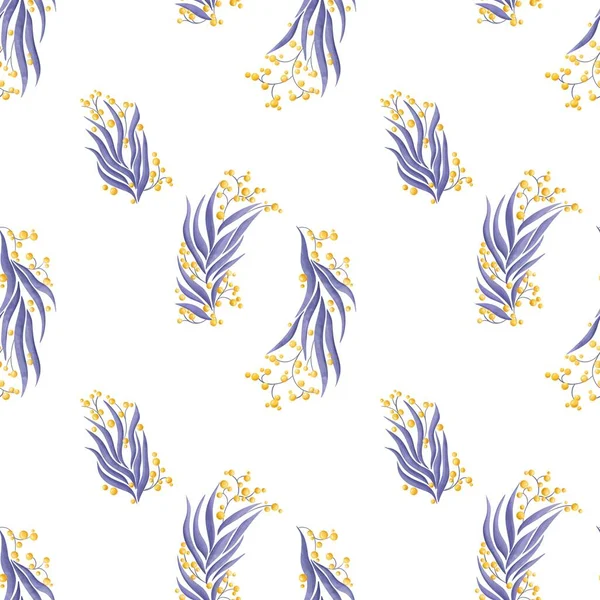 Nahtloses Blumenmuster Violett Gelben Farben Verwendbar Für Textilien Tapeten Geschenkpapier — Stockfoto