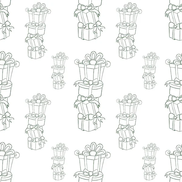 Бесшовный Узор Изображением Рождественских Коробок Рождественский Узор Текстиля Обоев Оберточной — стоковое фото