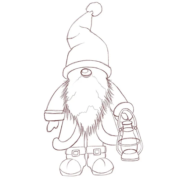 Ilustrasi Minimalis Dari Gnome Ilustrasi Natal Tentang Gnome Untuk Kartu — Stok Foto
