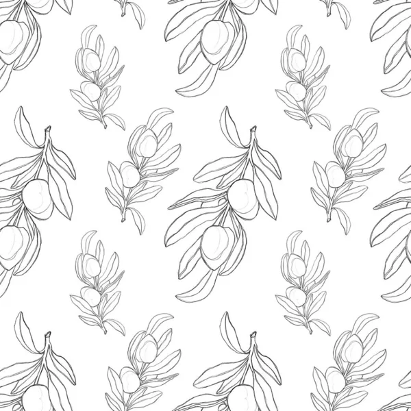 Minimalist pattern with olive branches. Pattern for the kitchen, for textiles, for the office. Printer for wrapping paper.