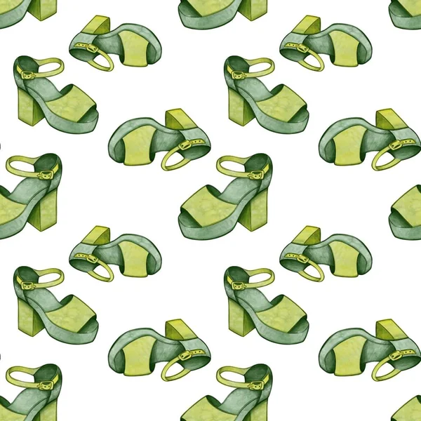 Bright pattern with women\'s heels. Can be used for printing on wrapping paper, cards, envelopes, posters. Pattern for textiles, wallpapers, clothes.