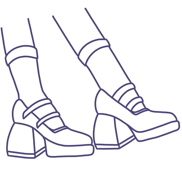 Minimalist illustration of women\'s heels. Sketch of women\'s sandals. Retro heels for postcards, posters, logo, shoe store.