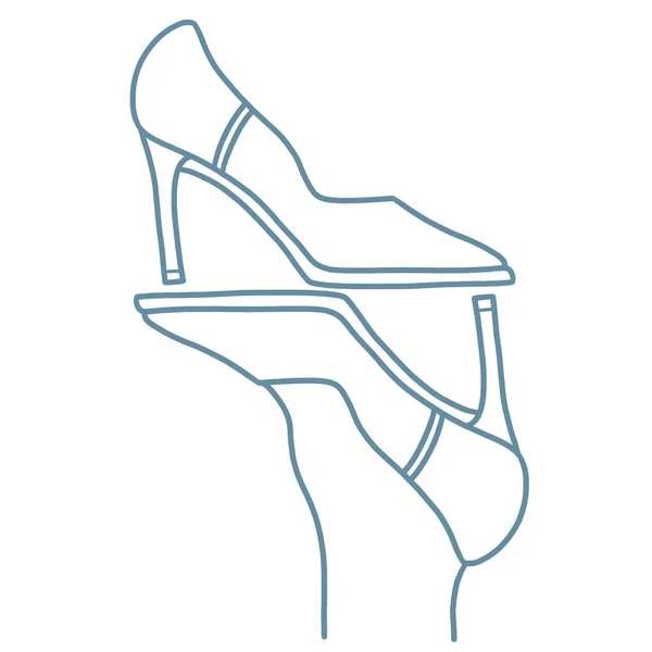 Ilustración Minimalista Tacones Mujer Esbozo Lineal Del Talón Una Mujer — Foto de Stock