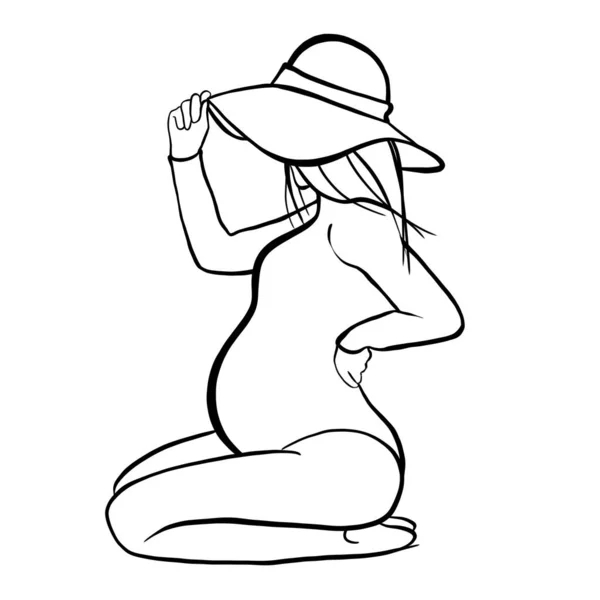 Illustrazione Minimalista Una Donna Incinta Donna Incinta Disegnata Con Linee — Foto Stock