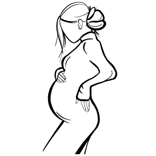 Minimalistická Ilustrace Těhotné Ženy Těhotná Žena Nakreslena Černými Čárami Ilustrace — Stock fotografie