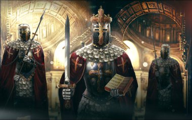 Templar knight and their kingin in cattedrale