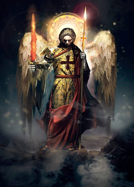 Archangel Michael Burning Sword — Stock Photo, Image