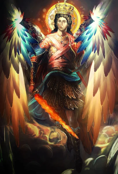 stock image st. archangel Michael with burning sword