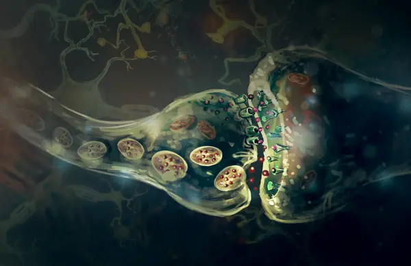 Digital Illustration Brain Cell Sinapsis — Stock Photo, Image