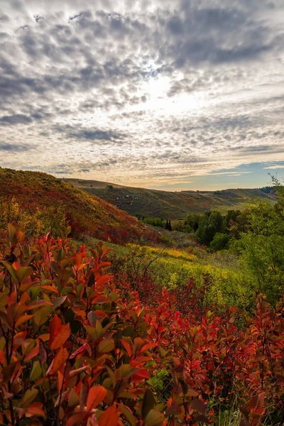 Sonnenscheinwolken Über Der Herbstlandschaft Stockbild