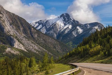 Kananaskis Dağları 'ndan geçen Manzaralı Yol