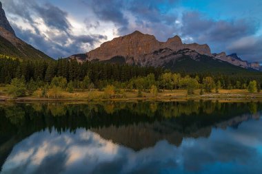 Panoramic Mountain Reflections On Quarry Lake Park clipart