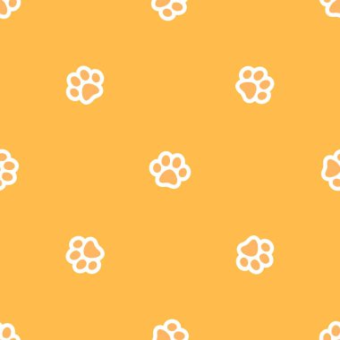 Bright cute seamless pattern. Dog tracks. Animal paw footprint.