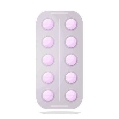 Sevimli su toplayıcı hapları paketliyor. Eczanenin renkli ambalajı. Aspirin, ağrı kesici ilaçlar, antibiyotikler, vitaminler veya antidepresanlar. Ayrıntılı düz çizim. Beyaz arka plana izole edilmiş şık haplar.