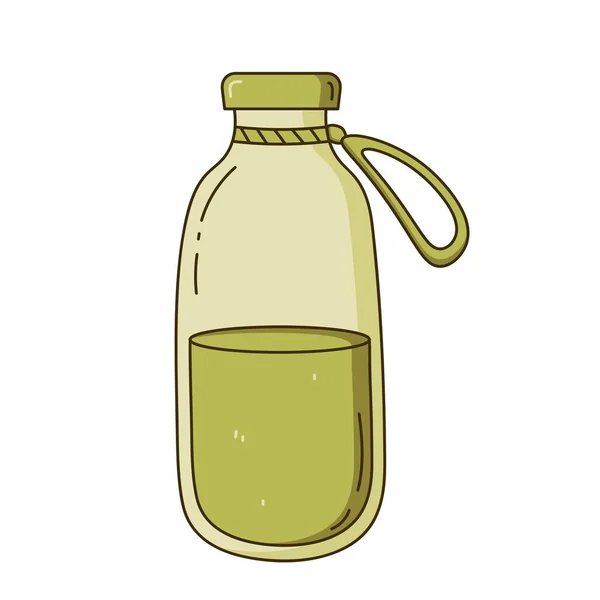 Green Reusable Glass Bottle Plastic Free Zero Waste Concept Doodle — Stock Vector