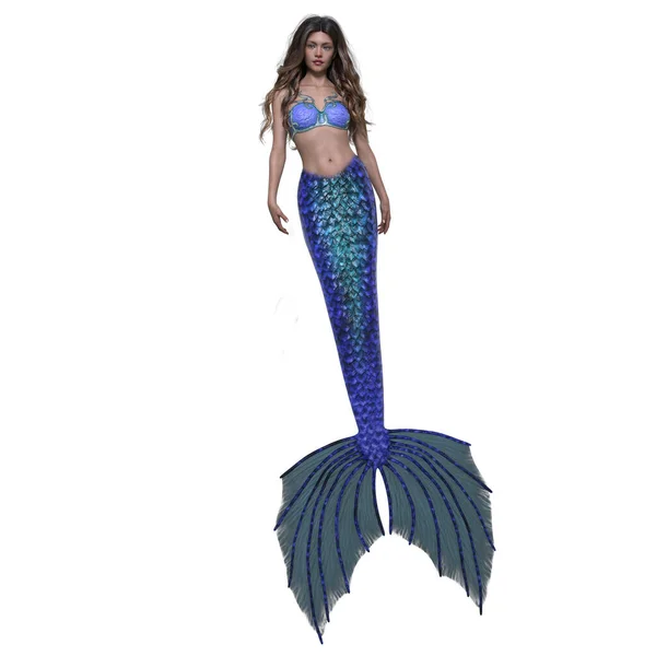 Render Fantasy Mermaid Creature Character Design Isolated White Background — Stock Photo, Image