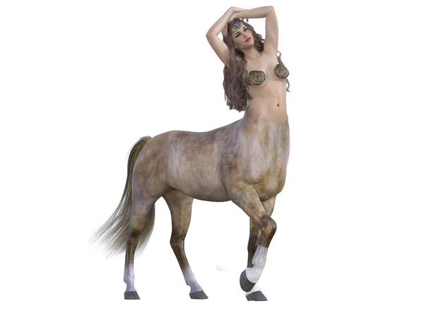Rendering Retrato Belo Centauro Feminino Posando Seu Corpo Isolado Com — Fotografia de Stock