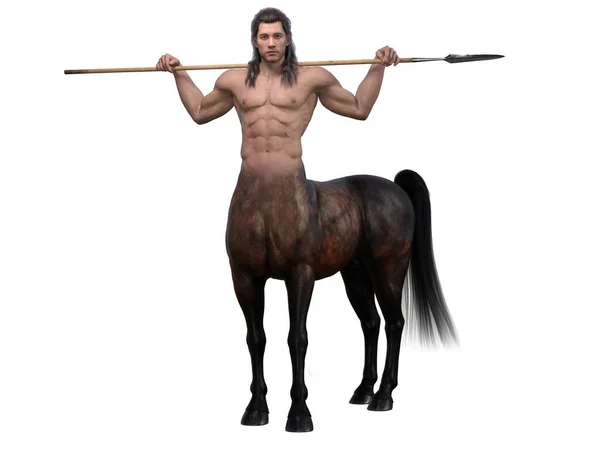 Rendering Retrato Belo Centauro Masculino Posando Seu Corpo Com Lança — Fotografia de Stock