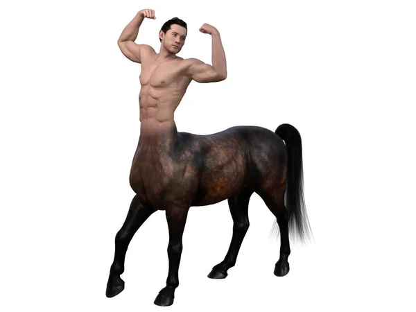 Rendering Retrato Belo Centauro Masculino Posando Seu Corpo Com Braços — Fotografia de Stock