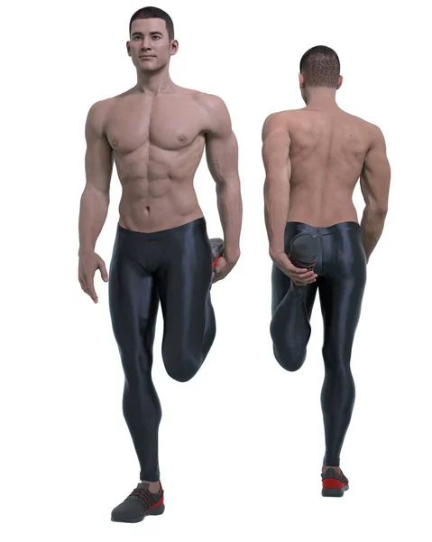 Render Leende Skjorta Frisk Ung Man Bär Sport Legging Byxor — Stockfoto