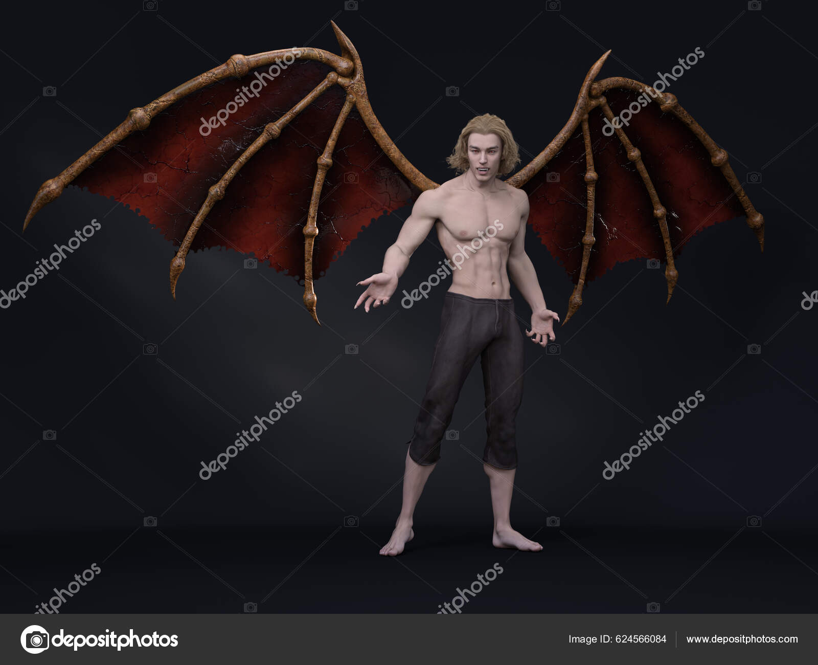 Render Fantasia Personagem Vampiro Masculino Com Asas Demônio Personagem  Criatura fotos, imagens de © treetons #624566084