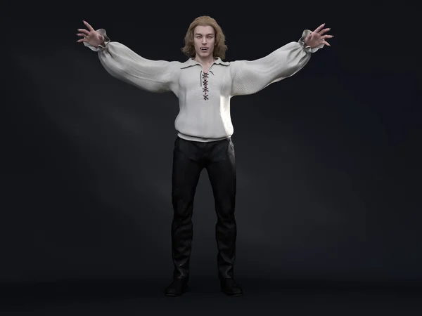 3D Render : fantasy Male Vampire character, horror creature character for halloween