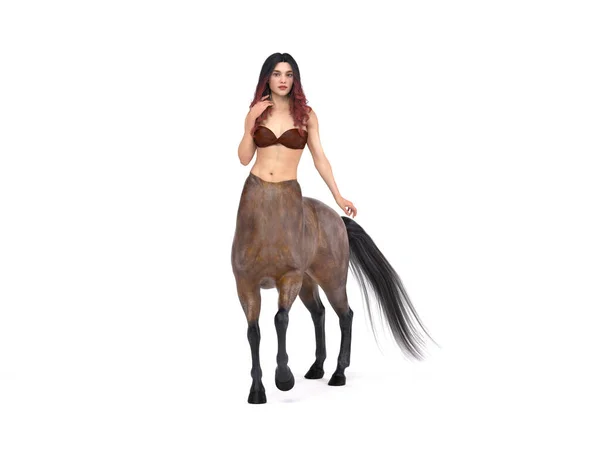 Rendering Een Portret Van Mooie Vrouw Centaur Poseren Haar Lichaam — Stockfoto