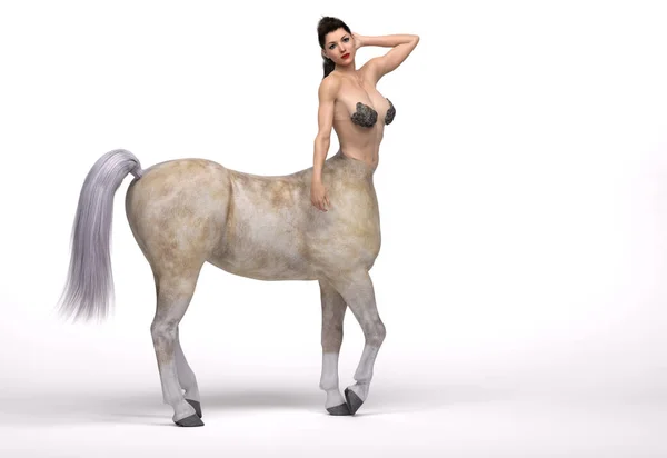 Rendering Een Portret Van Mooie Vrouw Centaur Poseren Haar Lichaam — Stockfoto