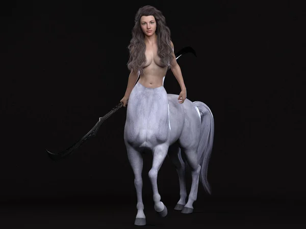 Rendu Portrait Belle Centaure Femelle Posant Son Corps Avec Flèche — Photo