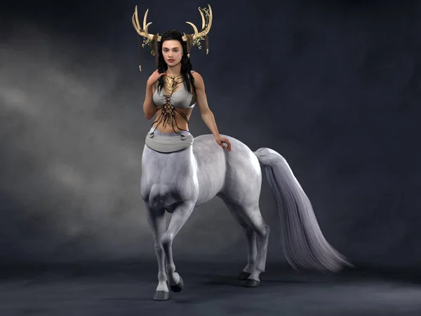 Representación Retrato Del Hermoso Centauro Femenino Posando Cuerpo Con Flecha —  Fotos de Stock