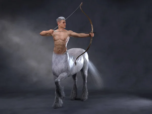 Rendu Portrait Beau Centaure Mâle Posant Son Corps Avec Flèche — Photo