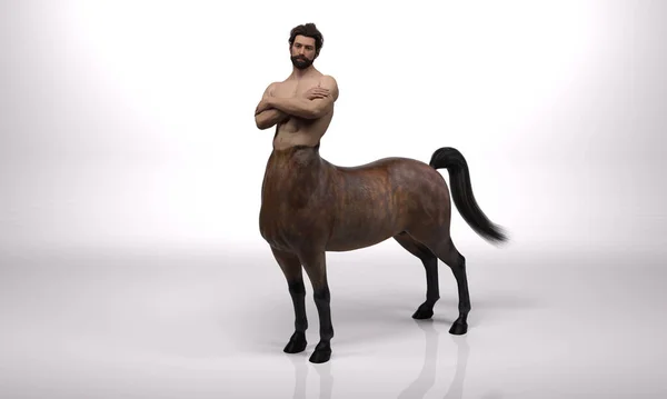 Görüntüleme Yakışıklı Erkek Centaur Bir Portresi Vücuduna Yayla Poz Veriyor — Stok fotoğraf