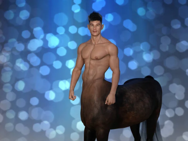 Render Portret Przystojnego Męskiego Centaura Bokeh Tłem — Zdjęcie stockowe