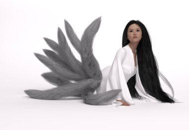 3D Hazırlama: Stüdyoda poz veren dişi dokuz kuyruklu tilki portresi, dişi dokuz kuyruklu tilki resmi