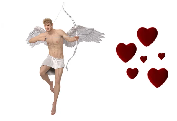 Render Portrait Cupid Character Bow Arrow — Stock Photo, Image