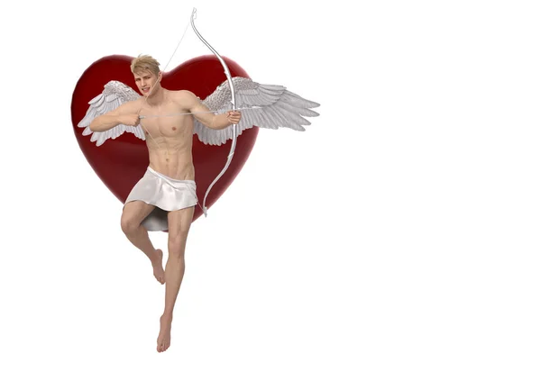 Render Portrait Cupid Character Bow Arrow — Stock Photo, Image