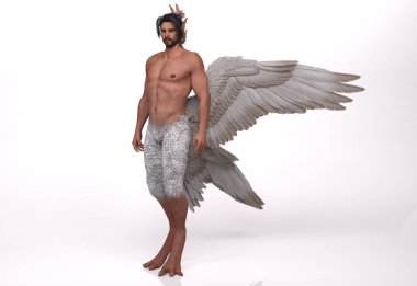 3D Render: Fantezi bir karakterin portresi, yarı insan ve yarı kuş