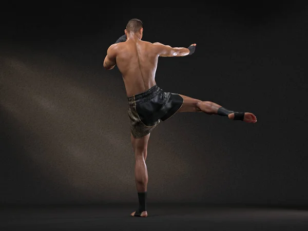 stock image 3D Render : The portrait of male boxer, perform muay thai martial arts