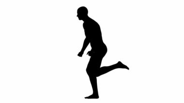 3B Render: beyaz arkaplan, yan görünüm ile çalışan bir siluet erkek karakter